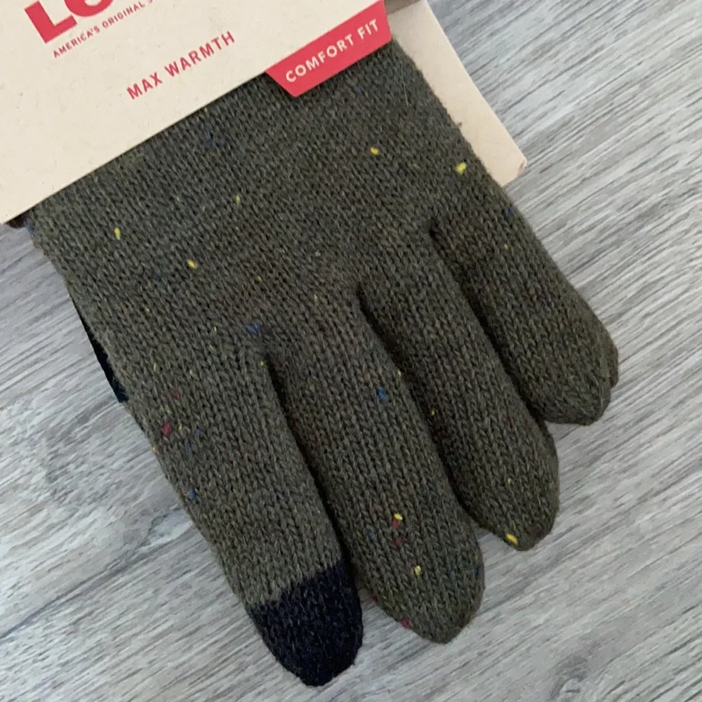 Levi's mens glove winter wear snow Donegal Glove With Leather Patch Olive green - Picture 9 of 14